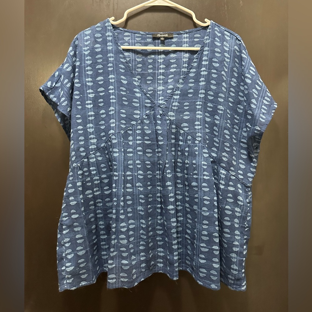 Madewell Blue Patterned Blouse NEVER WORN